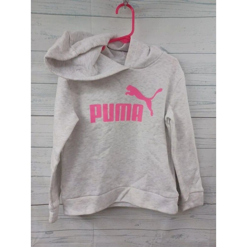 Girl Puma hoodie gray pink sz XS 5/6
